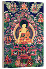 Holzbild  Buddha Shakyamuni mit elf Figuren - Tibetan School