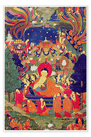 Poster Thangka von Parinirwana des Buddha