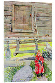 Tableau en PVC Fille devant une cabane en bois