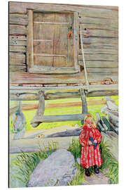 Magnettafel Mädchen vor einer Holzhütte