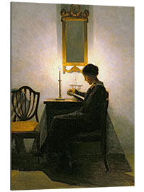 Cuadro de aluminio Woman reading by candlelight