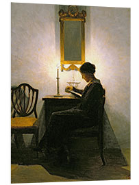 Foam board print Woman reading by candlelight