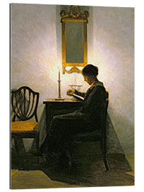 Gallery print Woman reading by candlelight