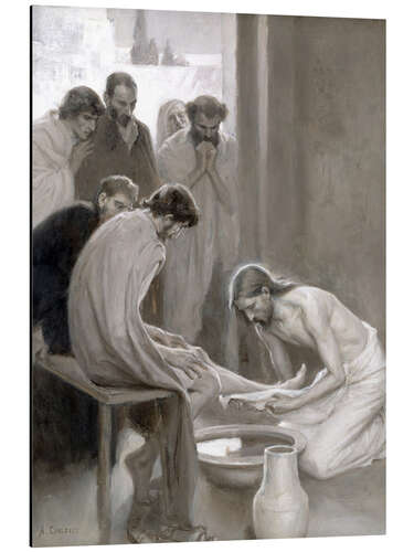 Aluminiumsbilde Jesus washes the feet of his disciples