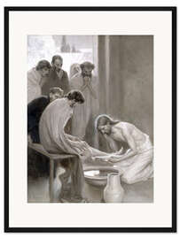 Gerahmter Kunstdruck Jesus wäscht die Füße seiner Jünger