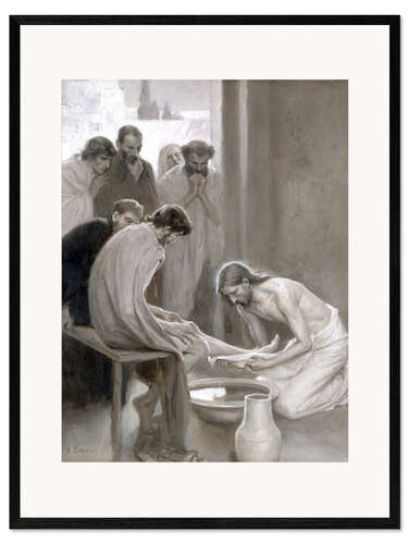 Framed art print Jesus washes the feet of his disciples