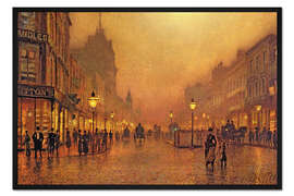 Gerahmter Kunstdruck Straße bei Nacht