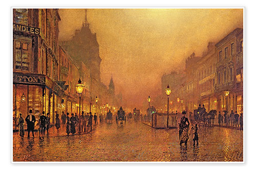 Poster Straße bei Nacht