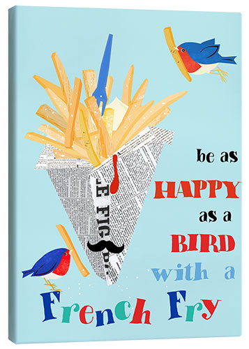 Canvas print Bird with a french fry