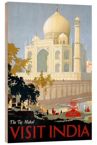 Tableau en bois The Taj Mahal, Visit India