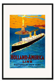 Gerahmter Kunstdruck Holland America Line - Rotterdam nach New York