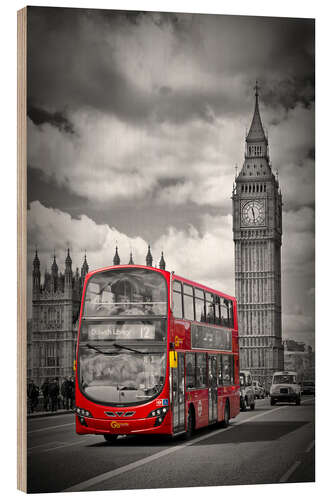 Trätavla LONDON Red Bus and Big Ben