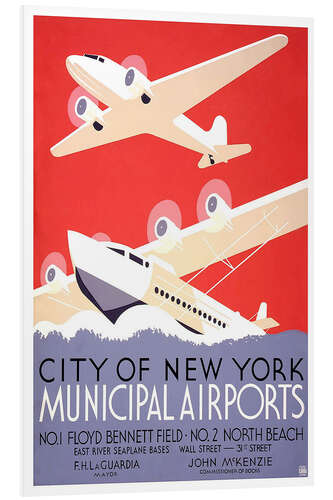 Print på skumplade City of New York - Municipal Airports