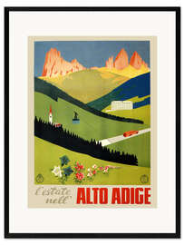 Framed art print Alto Adige vintage newspaper, South Tyrol, Italy
