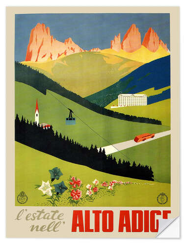 Wall sticker Alto Adige vintage newspaper, South Tyrol, Italy