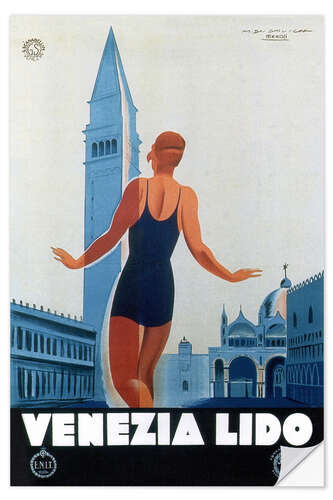 Selvklæbende plakat On the beach of Venice, Italy