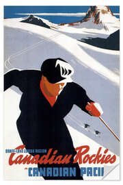 Selvklebende plakat Skiing in the Canadian Rockies