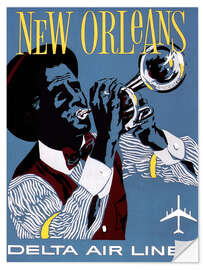 Självhäftande poster Fly to New Orleans