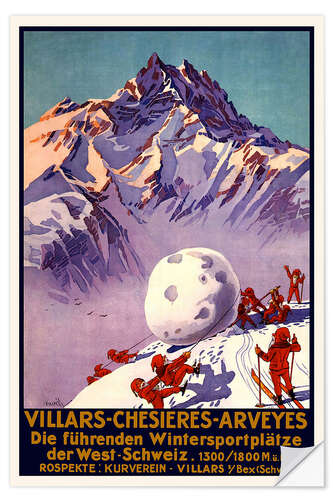 Selvklebende plakat Winter Sports in Villars, Chesieres and Arveyes