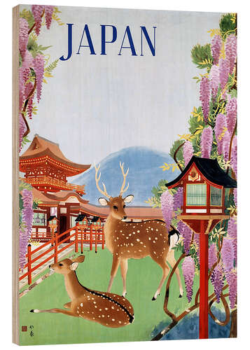 Tableau en bois Affiche touristique vintage du Japon