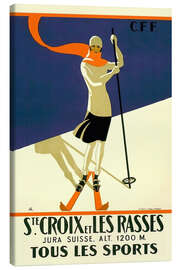 Canvas print Skiing in Sainte-Croix - Vintage Travel Collection