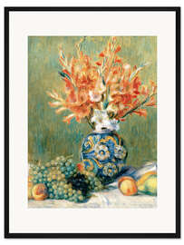 Gerahmter Kunstdruck Stillleben mit Obst und Blumen