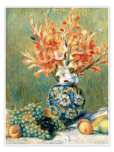 Poster Stillleben mit Obst und Blumen