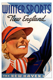 Selvklebende plakat Winter sports in New England, Canada