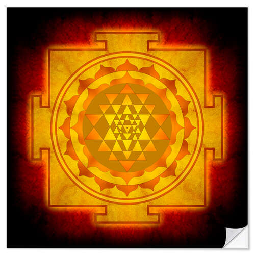 Naklejka na ścianę Golden Sri Yantra I