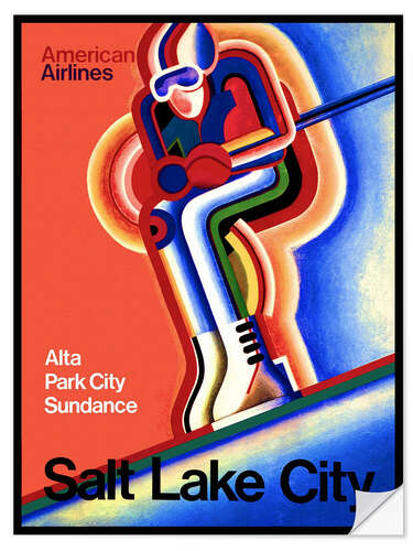 Selvklebende plakat Ski in Salt Lake City