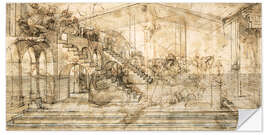 Selvklebende plakat Perspective Study For the Background of the Adoration of the Magi