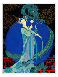 Poster Frau mit einem Drachen