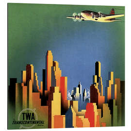 Magnettafel Flugzeug über der Stadt