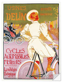 Selvklebende plakat Bicycles, cars and engines, Belgium