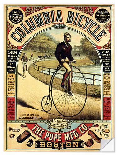 Selvklebende plakat Columbia Bicycles