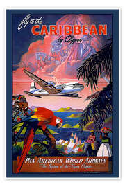 Plakat  Fly to Caribbean by clipper - Vintage Travel Collection