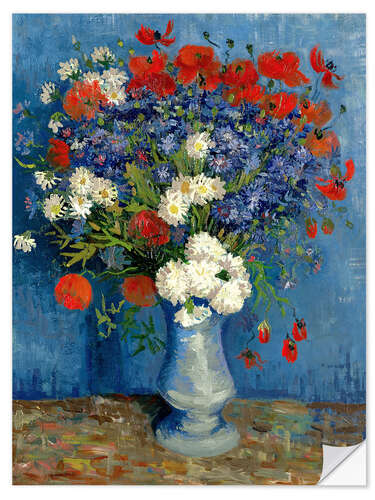 Wall sticker Vase with Cornflowers and Poppies