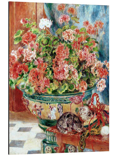 Aluminium print Geraniums and Cats