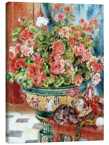 Canvas print Geraniums and Cats