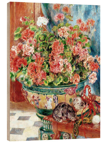 Cuadro de madera Geraniums and Cats