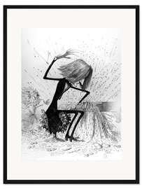 Gerahmter Kunstdruck Franz Liszt am Klavier - Karikatur