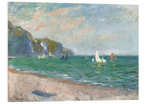 Foam board print Boats under the cliffs of Pourville