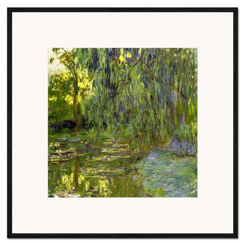 Ingelijste kunstdruk Weeping Willow, The lily pond in Giverny