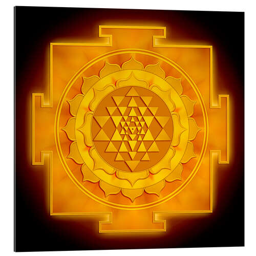 Quadro em plexi-alumínio Sri yantra dourado II