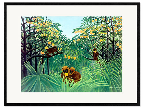Impressão artística com moldura Macacos na selva