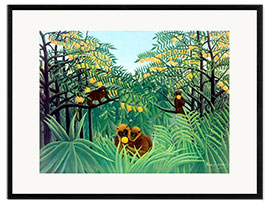 Plakat artystyczny premium w ramie Małpy w dżungli - Henri Rousseau
