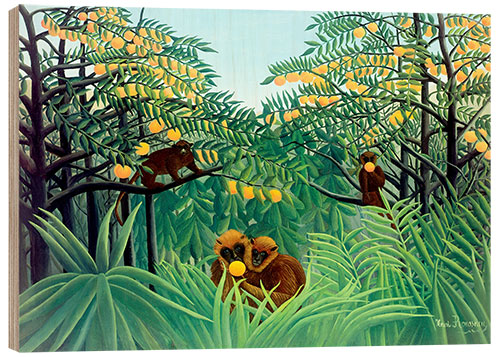 Tableau en bois Singes dans la jungle