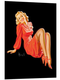 Foam board print Pin Up - Lady in Red Dress