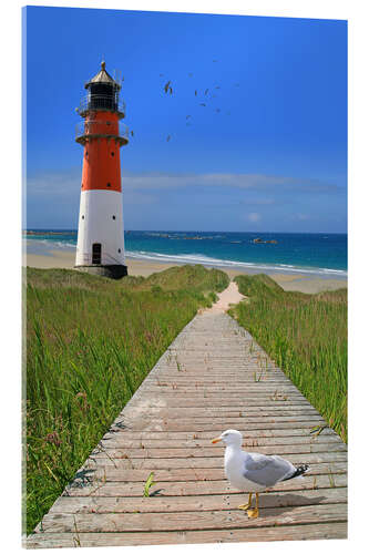 Acrylglasbild Der Weg zum Leuchtturm am Meer