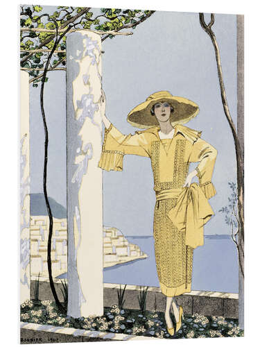 Cuadro de PVC Amalfi, ilustración de una mujer vestida de amarillo, 1922